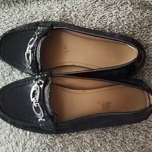 Coach Black Flats with Silver Detail